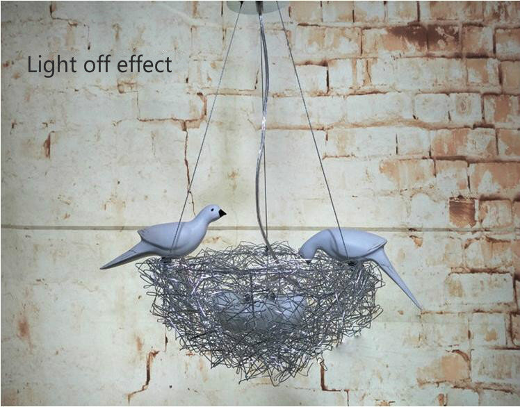 Modern simple bird's nest chandelier led creative children's room chandelier art aluminum bird's nest Chandelier