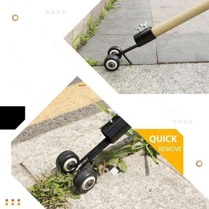 Extractor de maleza con rueda, herramienta de deshierbe con mango largo, para jardinería