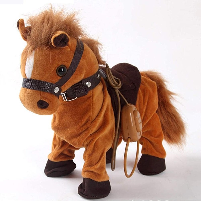 Passeggiata a cavallo interattiva elettronica lungo il cavallo con guinzaglio telecomandato danza canto camminare Pony musicale giocattoli per animali domestici per bambini