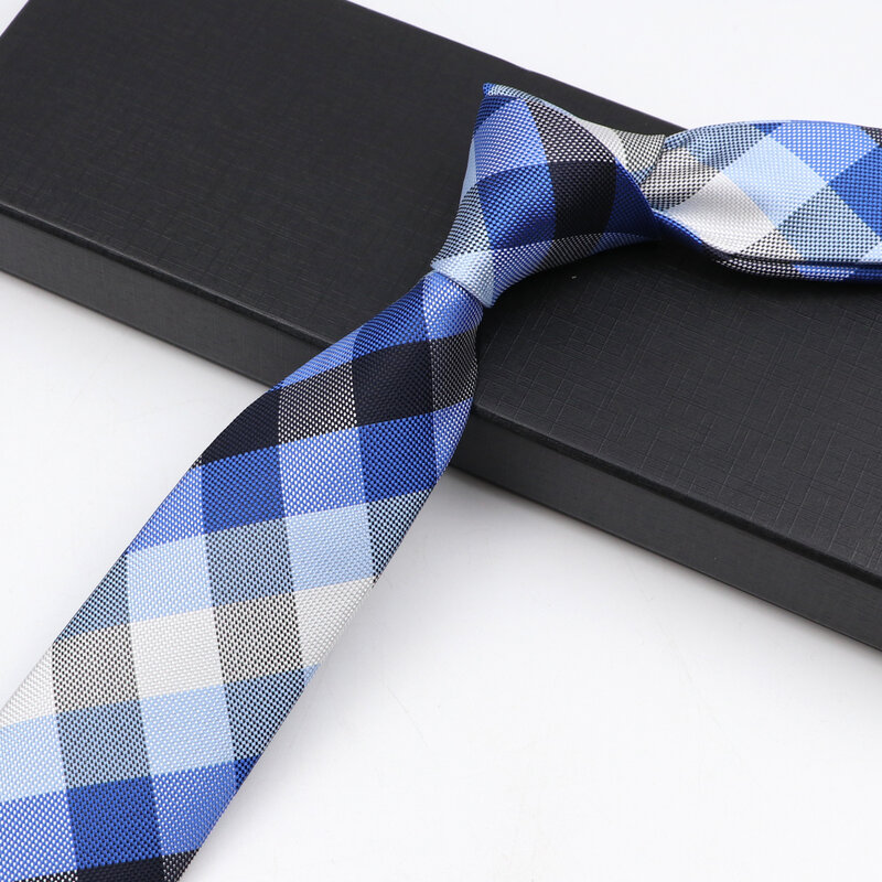 Corbata de poliéster estrecha para hombre, corbata de moda de 6cm para reunión de negocios, Formal, Jacquard, a rayas, a cuadros, ropa de diario, regalo