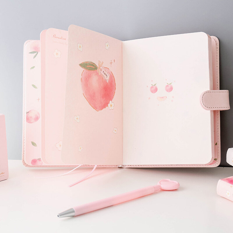 2022 Peach Notepad Simple A5 Hand Account PU libro magnetico quaderno per studenti diario agende cancelleria per ufficio materiale scolastico