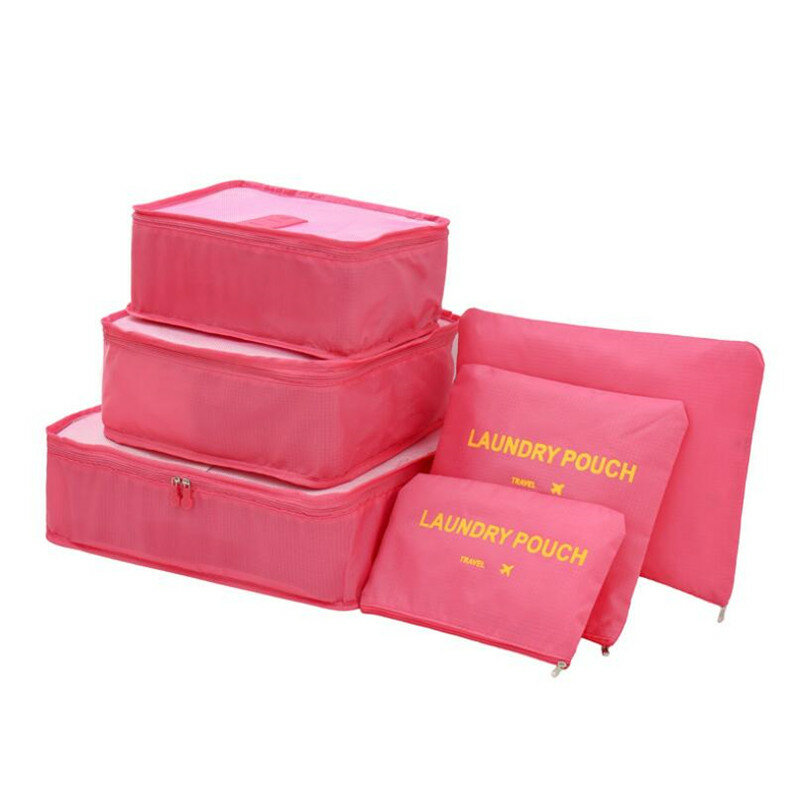 Cubos de embalaje de viaje impermeables para hombres, bolsa organizadora de clasificación de ropa de gran capacidad, paquete de almacenamiento, 6 piezas por juego