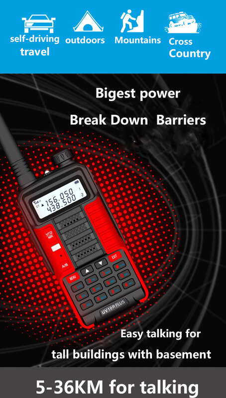 Baofeng UV-10R Plus, peralatan komunikasi mobil Walkie Talkie Radio Cb dua arah 2Pcs10W 5-10km jarak jauh