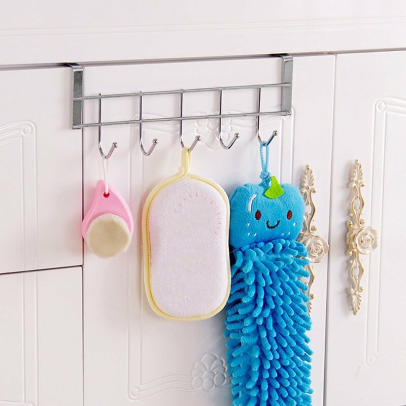 Colgador de toallas para el hogar, soporte de estante de 252x92mm, 5 ganchos y rieles, para baño y cocina