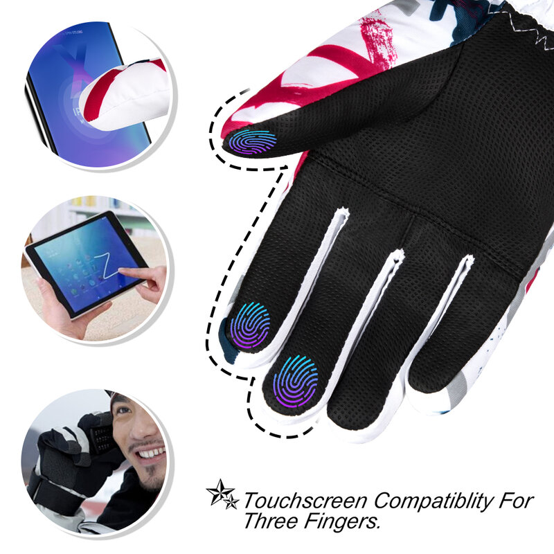 COPOZZ-3-finger Touch Screen luvas de esqui para homens e mulheres, impermeável, quente, snowboard, motocicleta equitação, snowmobile, inverno