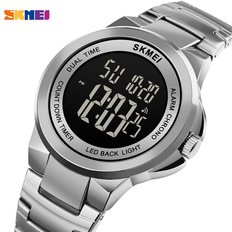 SKMEI Brand Men Digital Watches Fashion Chrono Countdown Electronic Clock Luxury Stainless Steel Men's Stopwatch Masculino 1712