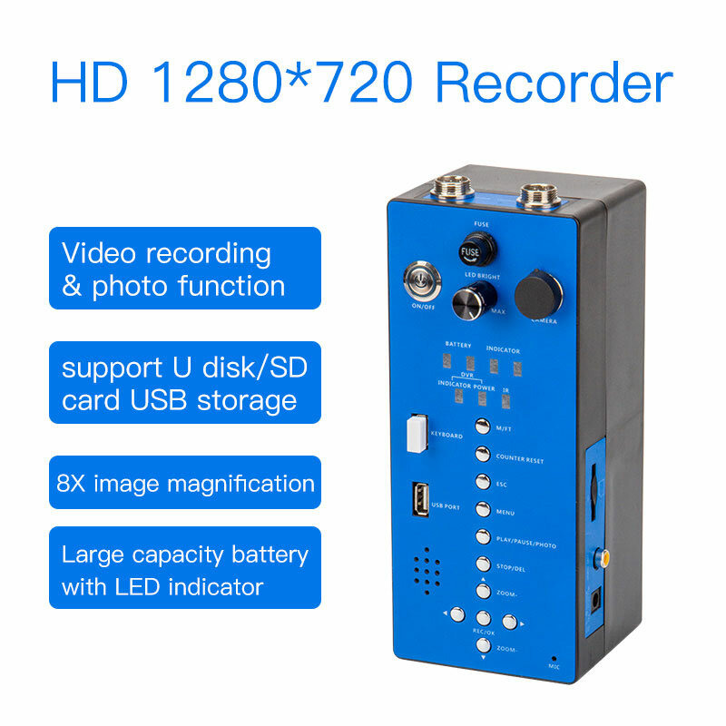 H1 30m 내시경 카메라 기록 가능한 배수 및 덕트 검사 파이프 검사 카메라 시스템, 미터 카운터 키보드 포함