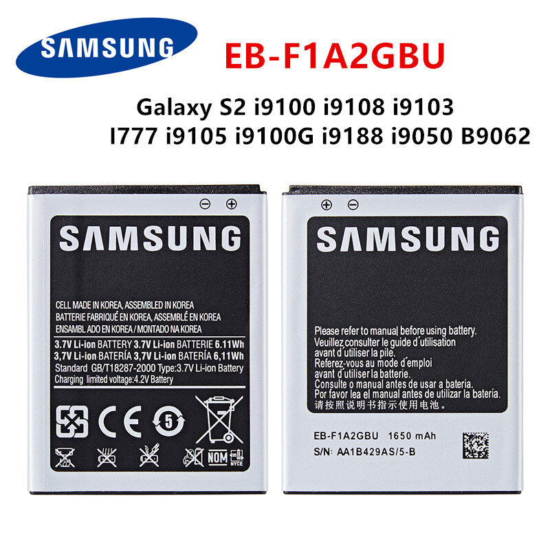 Samsung Orginal EB-F1A2GBU 1650 Mah Batterij Voor Samsung Galaxy S2 I9100 I9108 I9103 I777 I9105 I9100G I9188 I9050 B9062