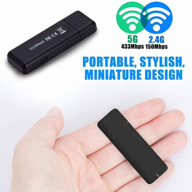 802.11AC 600Mbps Wifi USB 미니 MTK7610, 2.4g/5.8g 듀얼 밴드 500 미터 장거리 Wifi 어댑터