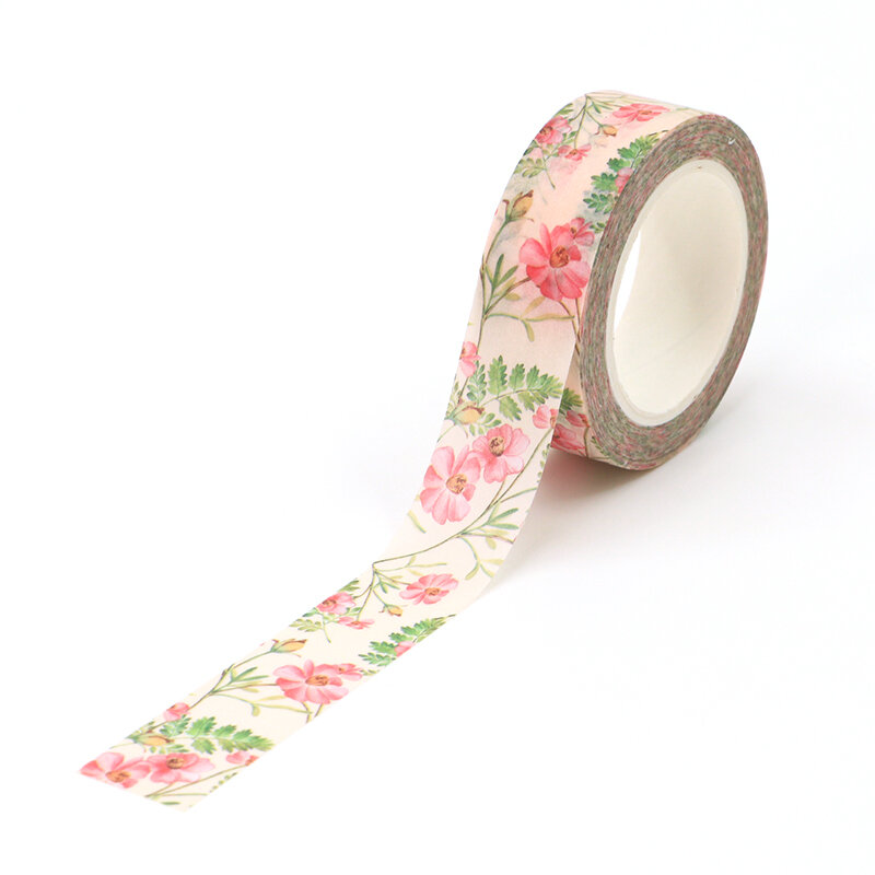 1PC 15MM*10M Red Flowers Leaves Chrysanthemum washi tape Masking Tapes Decorative Stickers DIY Stationery School Supplies