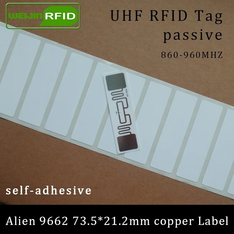 UHF 帯 RFID タグエイリアン 9662 印刷銅紙ラベル 915mhz の 900mhz 868 860-960-470mhz Higgs3 EPC 6C 粘着パッシブ rfid ラベル