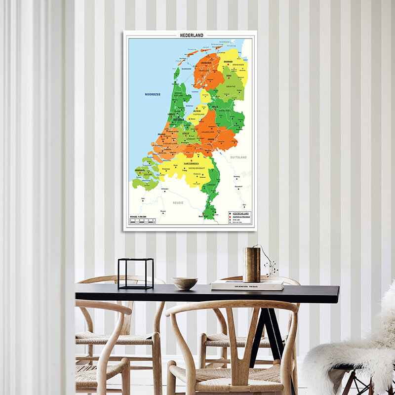 Países baixos mapa holandês série 100*150cm não-tecido pintura grande tamanho cartaz da parede decoração do escritório para material escolar