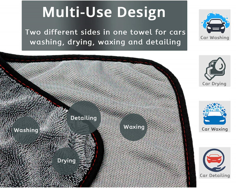 Toalha Microfiber Twist Car Wash, Limpeza do carro, Pano de secagem para carros, Lavagem, Polimento, Depilação