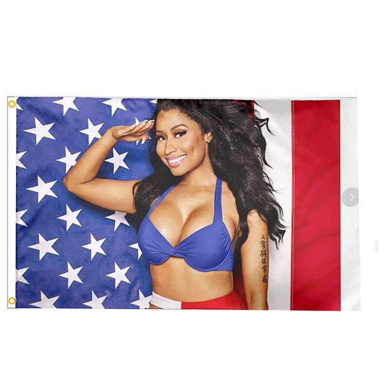 2x 3ft/3x 5ft/4x6ft Nicki Minaj 랩 섹시한 미국 국기 음악 가수 스타 실크 패브릭 아트 장식 배너