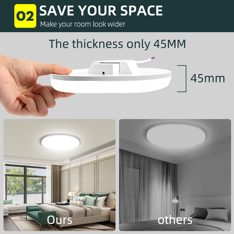 Plafonnier LED au design moderne ultra fin, éclairage d'intérieur, luminaire de plafond, idéal pour une chambre à coucher ou une cuisine, 15/20/30/50W, 220V