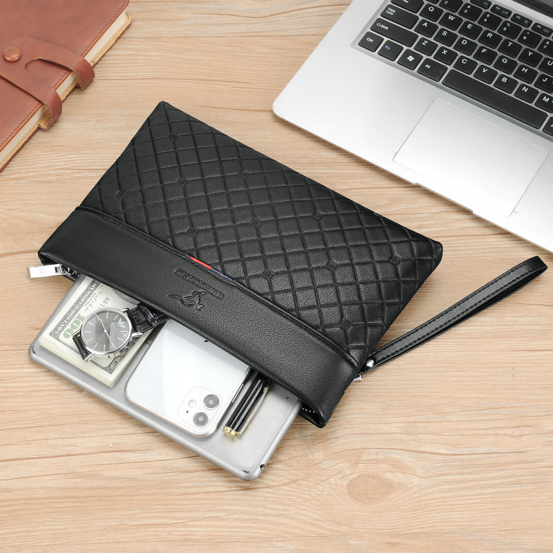 Bolso de mano multifuncional para hombre, funda para iPad, bolso de viaje de negocios, negro y marrón