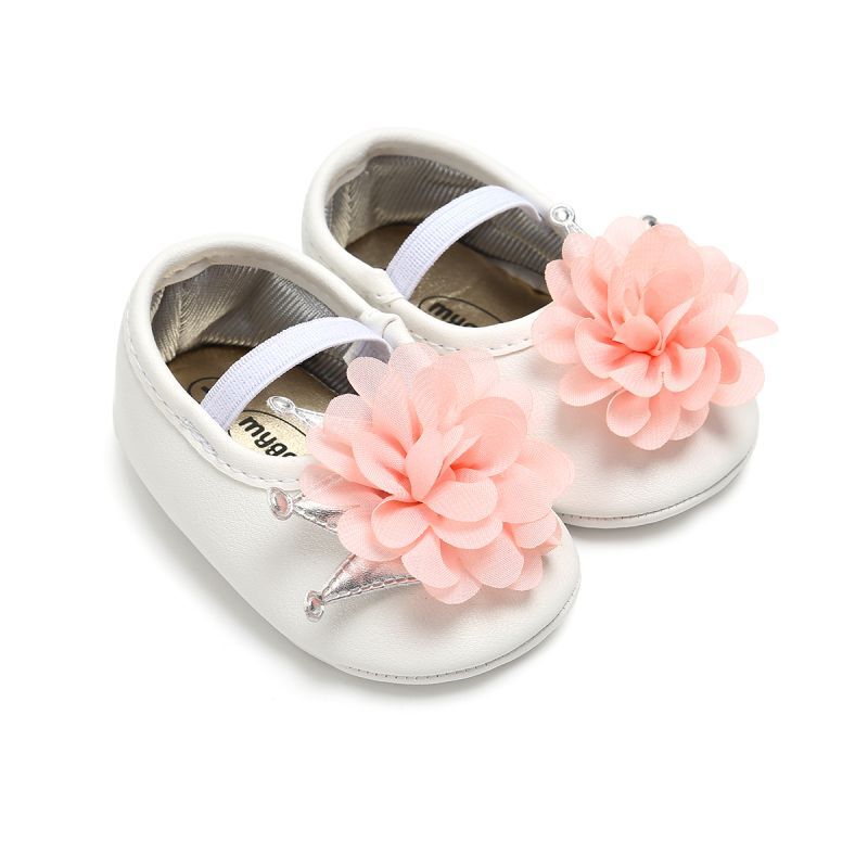 Jesień PU niemowlę księżniczka buty kwiat korona dziecięce buty dziewczęce noworodka miękkie dno dziecięce buty buciki