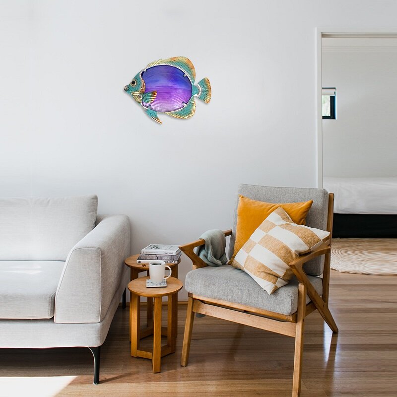 سمكة معدنية جدار الفن ل ديكور حديقة المنزل في الهواء الطلق التماثيل الباحة ديكور غرفة المعيشة ساحة