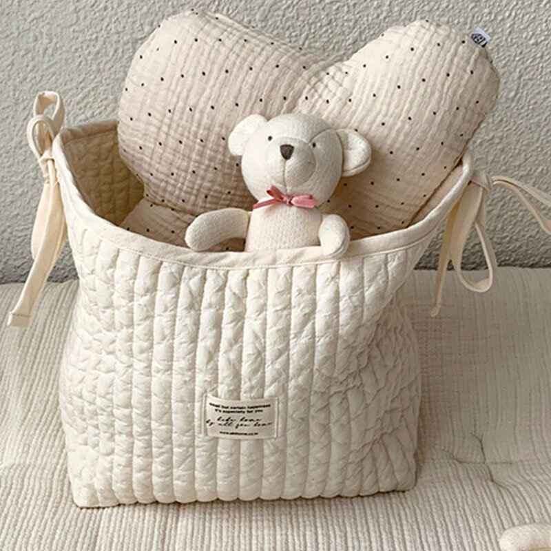 Tas penyimpanan mainan bayi, Multi fungsi, kapasitas besar, mainan balita, tas katun, tas ibu, tas popok samping tempat tidur bayi