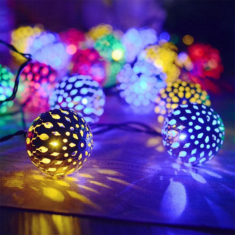 LED 글로브 문자열 조명 80 LED 8 모드 USB 배터리 전원 모로코 공 요정 조명 크리스마스 침실 정원 파티 장식