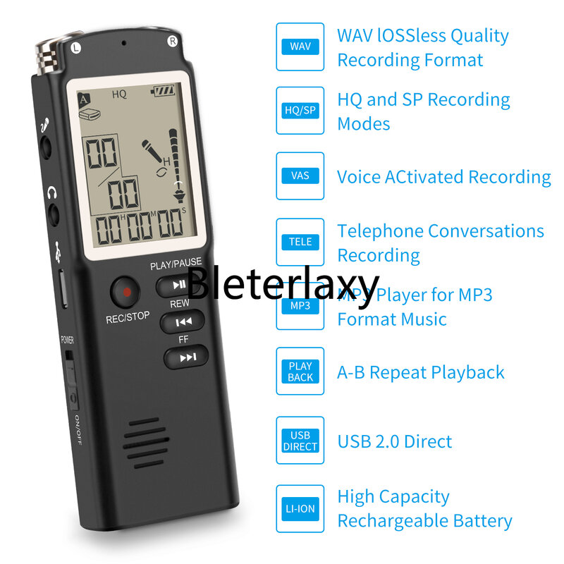 8GB/16GB/32GB Voice Recorder USB Professional 96 Stunden Diktiergerät Digital Audio Voice Recorder Mit WAV,MP3 Player