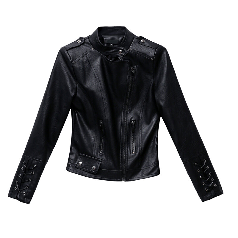 2020 New Autumn Women Pu Leather Jacket Woman Zipper Short Coat Female Black Punk Bomber Faux Leather Outwear spring  Blazer