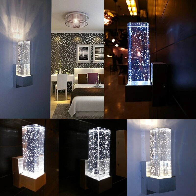 Modern 3W Led Wall Light Indoor Wall Lamp Crystal Bubble Wall Sconce Lamp Lights for Bedroom Living Room Stair Mirror Light