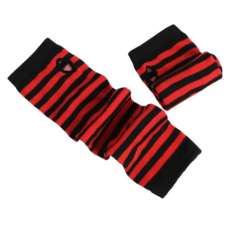 Cubierta de brazo de Guante largo clásico, guantes de codo sin dedos a rayas, muñequera de Punto más cálida, rosa, blanco y negro