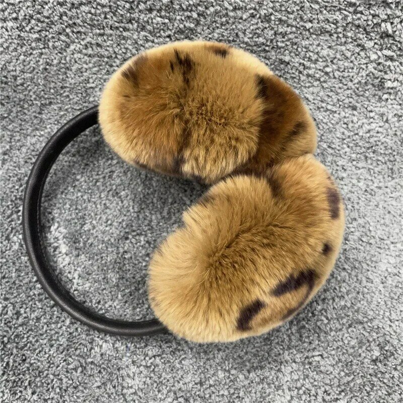 Natural 100% Rex Rabbit Fur Earmuff Women's Autumn and Winter Warm Earmuffs Ear Cover Ear Warmer  Ear Muffs Winter