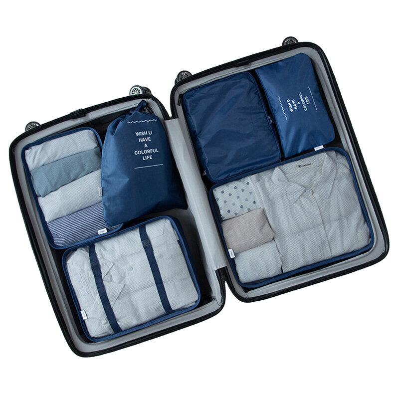Kissyenia 6 pièces/ensemble sacs à bagages grand stockage vol voyage trucs organisateur multifonction voyage vêtements emballage Cubes KS1353