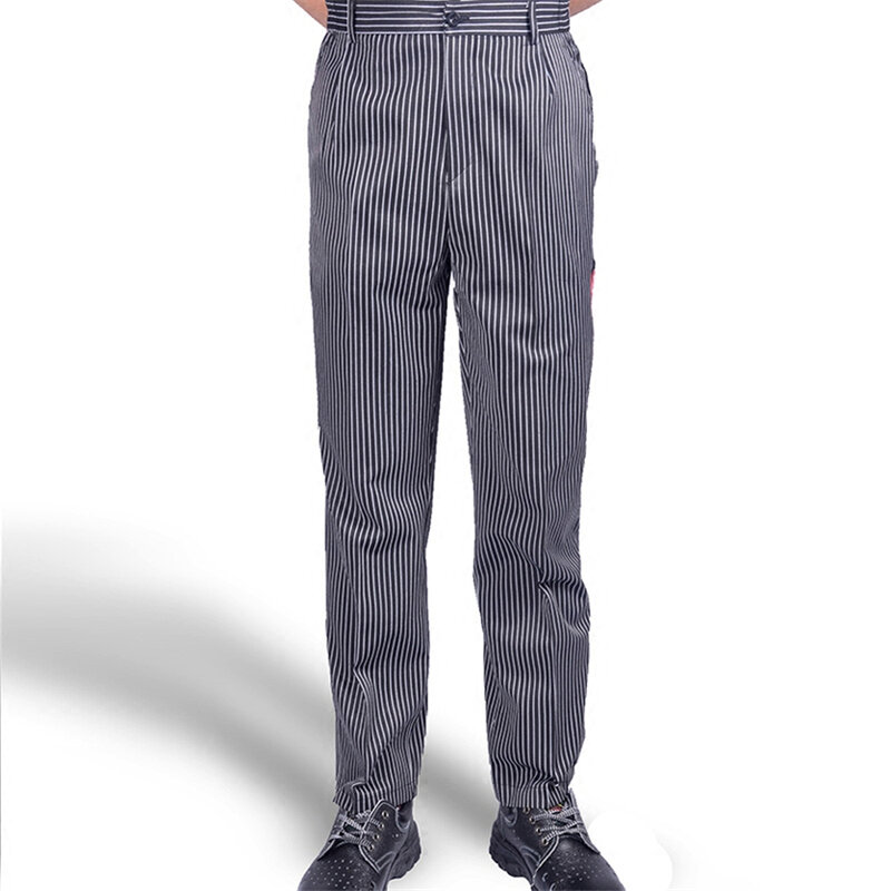 Celana Koki Longgar Pria Pakaian Kerja Layanan Makanan Celana Masak Seragam Restoran Dapur Bergaris untuk Pria Atasan Koki Maxi M-4XL