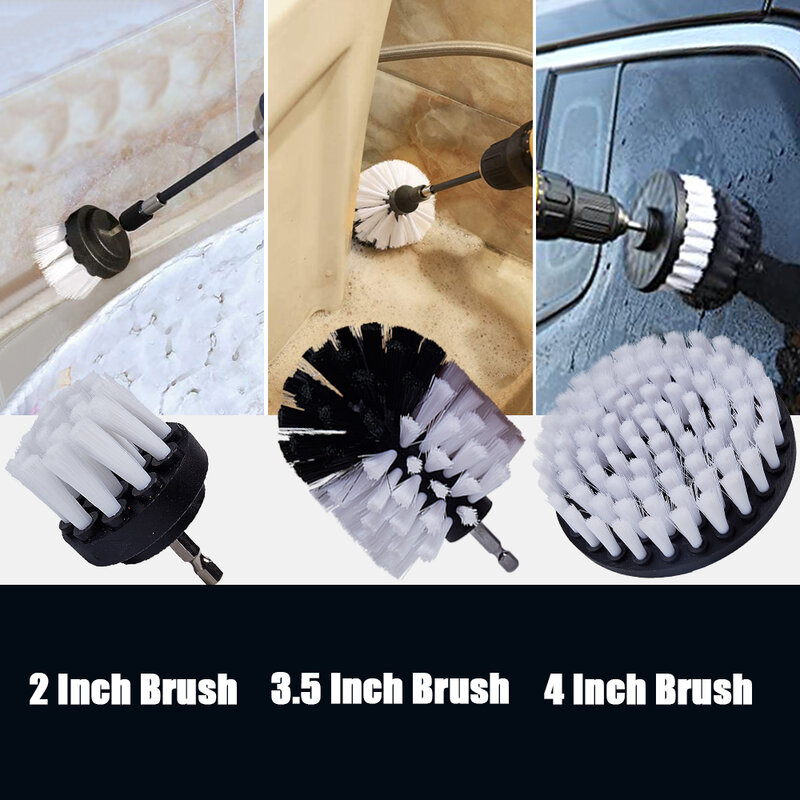 3/4/5 Pcs Drill Power Scrub Clean Brush For Leather Plastic Wooden Furniture Car Interiors Cleaning Power Scrub 2/3.5/4/5 inch