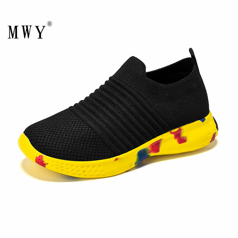 Mwy-子供用の通気性と軽量の伸縮性スニーカー,カジュアルスタイル,男の子と女の子用のフラットシューズ,サイズ25-37