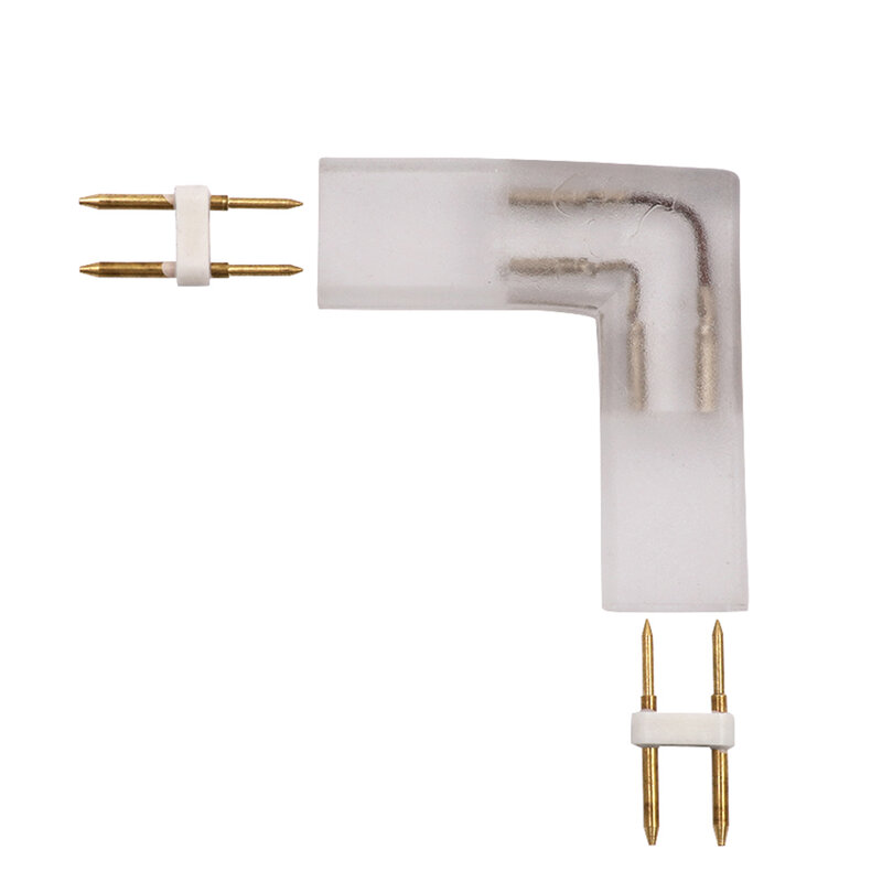 2 pin L T shape  Corner connector middle plug With Copper needle for 110V 220V LED Strip 5050 3014 2835 single color