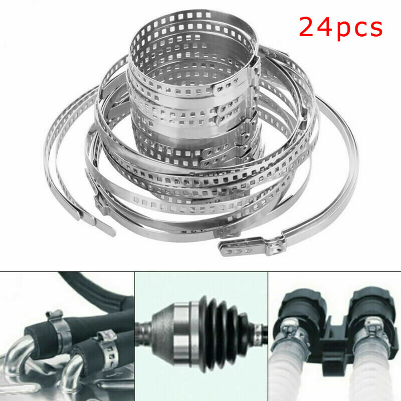 12/24Pcs Axle CV Joint Boot Crimp Clamp Kit Driveshaft Stainless Steel CV Boot Clamp 20- 50mm 50- 120mm Adjustable