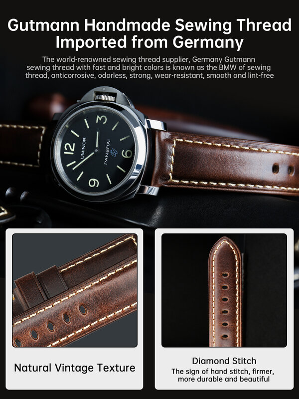 MAIKES อุปกรณ์เสริมนาฬิกานาฬิกา18มม.-26มม.สีน้ำตาล Vintage น้ำมันขี้ผึ้งหนังนาฬิกาสำหรับ Samsung Gear S3 fossil นาฬิก...
