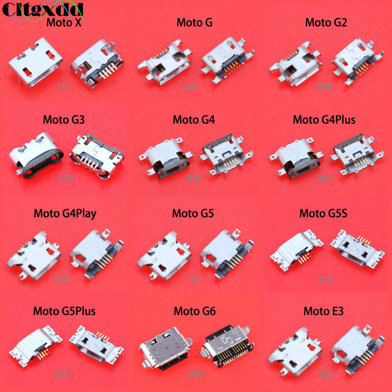 Conector Micro USB hembra, puerto de carga de 5 pines para Motorola Moto X G G2 G3 G4 G4Plus G4Play G5 G5S G5Plus G6 E3, 1 unidad