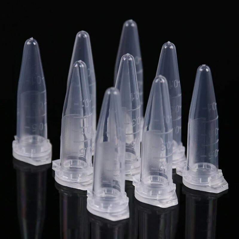 Mini tubo de ensayo de plástico con escala, Vial de centrífuga transparente con tapa a presión, 0,5 ml, 50 Uds.