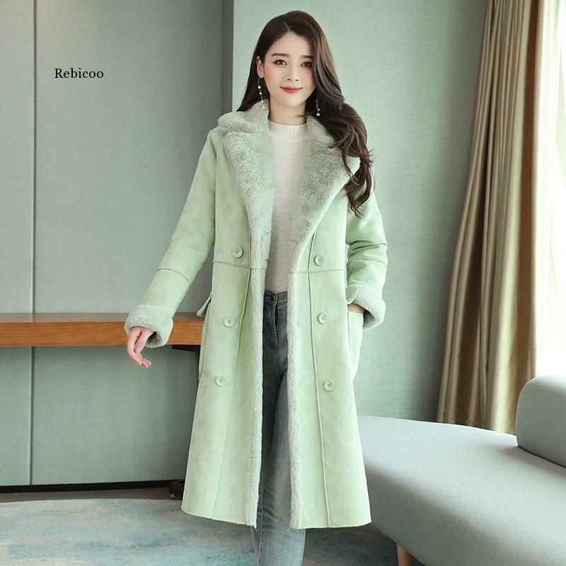 Lamb włosy płaszcz kobieta zima koreański moda nowa wersja luźne futro jedna bawełniana kurtka długi Deer Suede odzież kobiety znosić