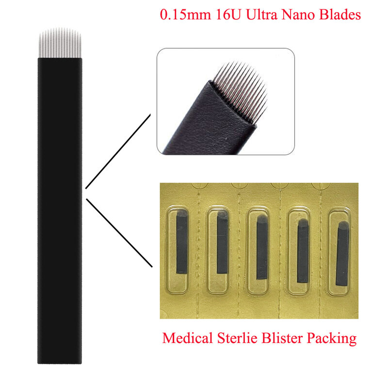 Cuchillas de aguja de Microblading Ultra Nano, 0,15mm, 18U, 50 unidades