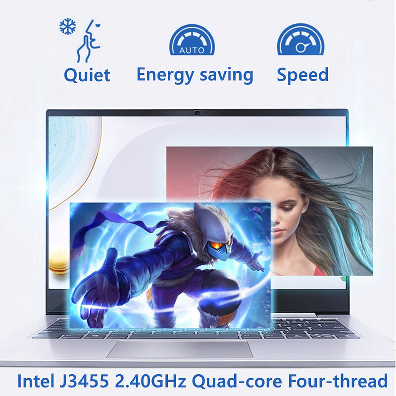 KUU A8 pour intel J3455 Quad Core Ultrabook 15.6 pouces étudiant ordinateur portable 8GB RAM 256GB SSD ordinateur portable avec Webcam Bluetooth WiFi