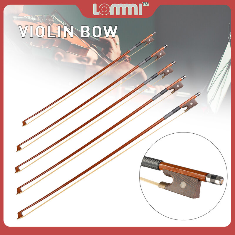 LOMMI Student Brazilwood Violin Bow Stick Fiddle Bow Violin Bow 4/4 3/4 1/2 1/4 1/8  Natural Bow Mongolia Hair Straight Bow
