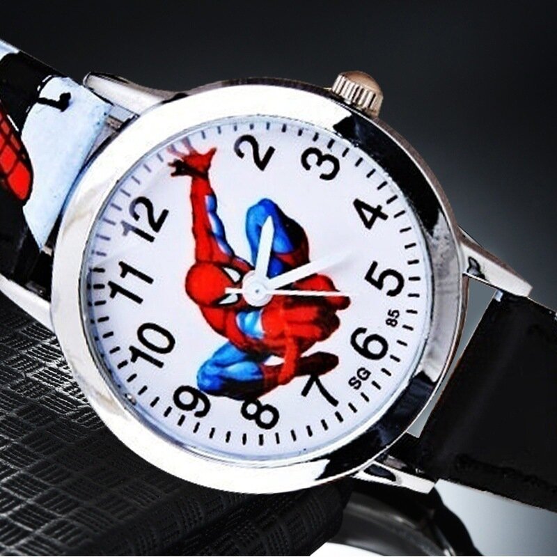 Gran oferta de reloj de Spiderman para hombre y Chico, reloj resistente al agua, Chico y Chica de cuero para reloj de cuarzo, reloj de regalo para niños