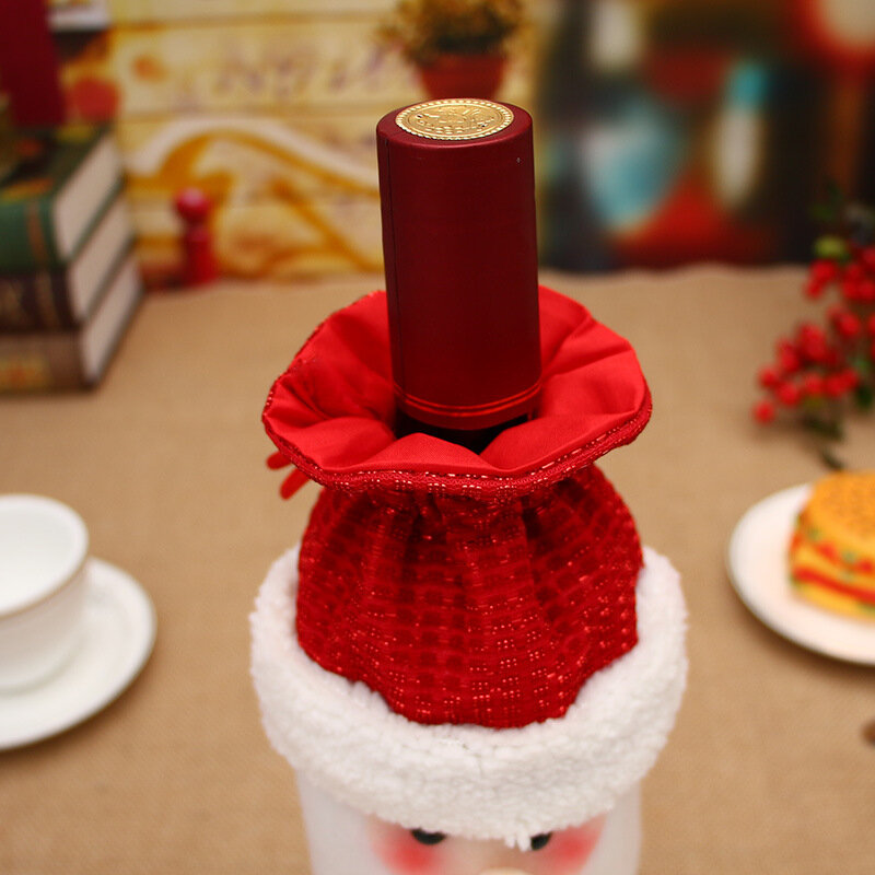 Cubierta de botella de vino de Navidad, decoraciones de Feliz Navidad para el hogar, adorno de Navidad, Decoración de mesa de cena 2022, Año Nuevo 2022