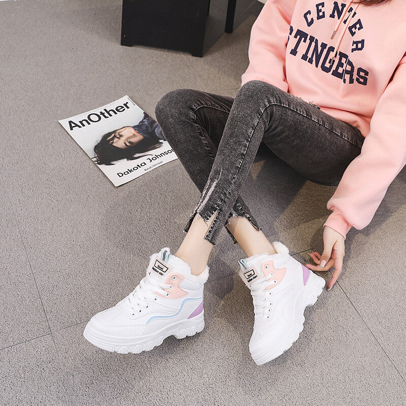 Winter High Top New Women Fashion Sneakers Cold Protection Keep Warm Women Sneakers Light Outdoor Cotton Shoes Zapatos De Mujer
