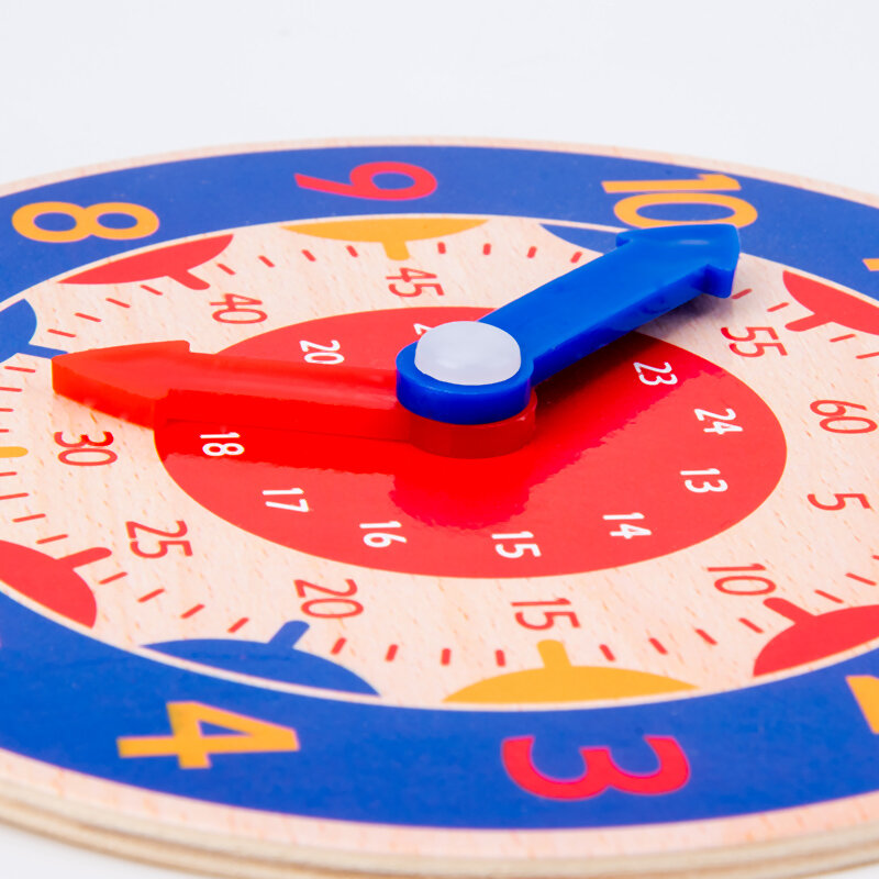 Mainan jam kayu Montessori anak-anak jam mainan jam tangan edukasi kedua kognisi mainan jam warna-warni untuk anak-anak alat bantu mengajar prasekolah dini
