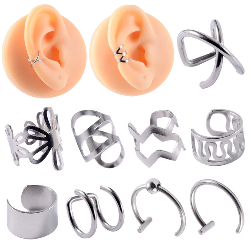 1PC Helix Cartilage Conch Fake Without Piercing Cuff Ear Cuff Wrap Rock Earring Cuff No Piercing Ear Stud Women Clip Ear Jewelry