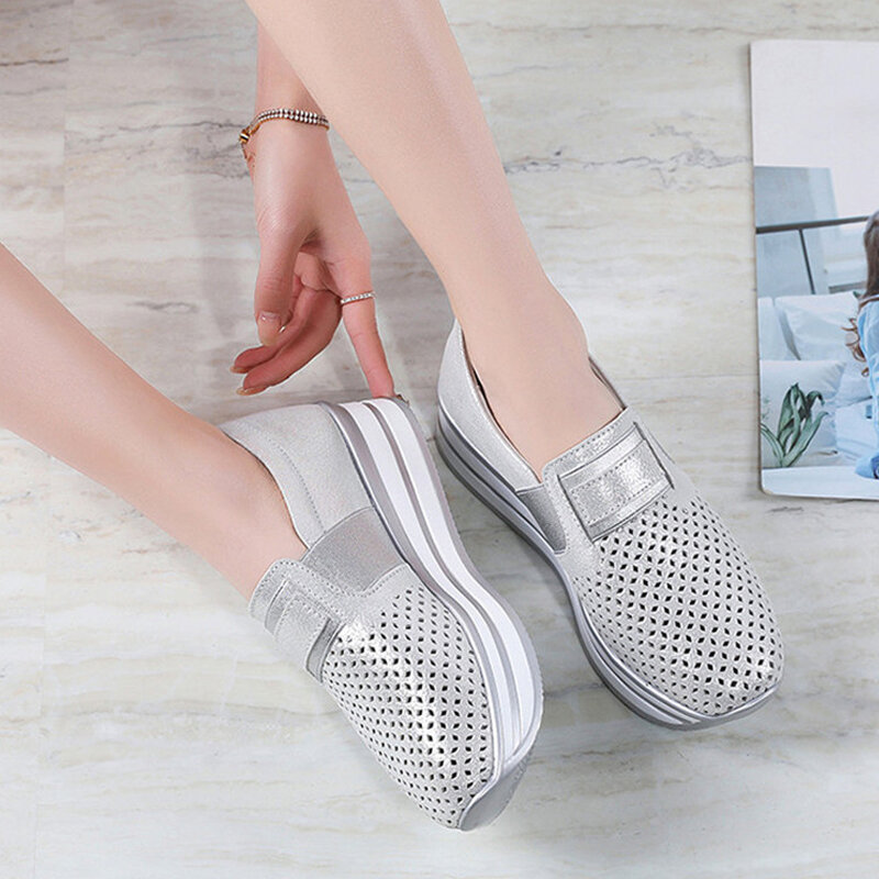 YAERNI-حذاء نسائي مسطح خفيف الوزن ومسامي ، أحذية صيفية غير رسمية بنعل سميك ، 2020