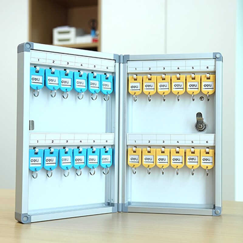 Deli 50800 scatola di gestione chiavi in metallo 24 chiavi scatola di immagazzinaggio gestione in lega di alluminio scatola di montaggio a parete