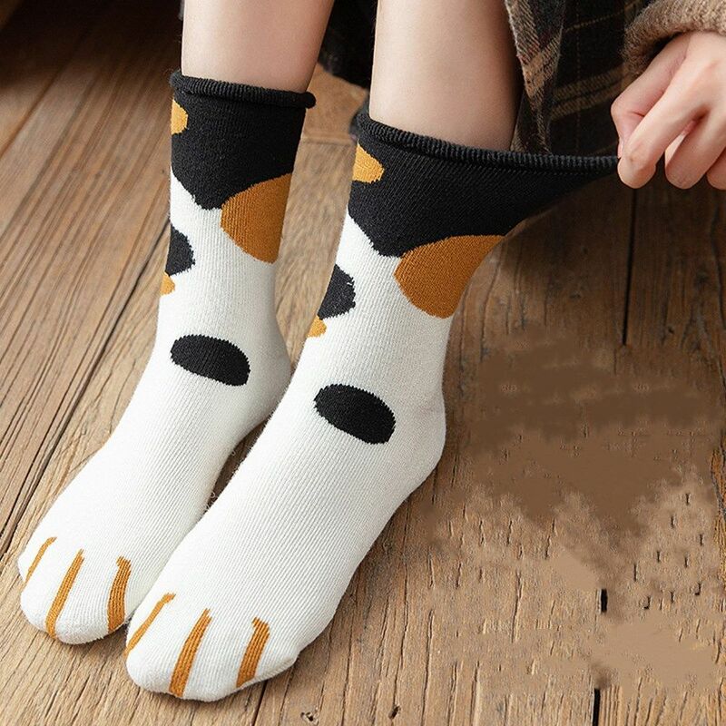 Women Ladies Winter Warm Cute Floor Socks Cat Paw Pattern Cotton Socks Thickening